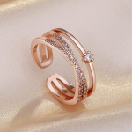 Rose Gold-Plated American Diamond Studded Finger Ring