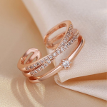 Rose Gold-Plated American Diamond Studded Finger Ring