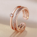 Rose Gold-Plated American Diamond Studded Finger Ring